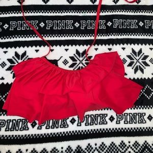 Red Ruffled Bikini Top